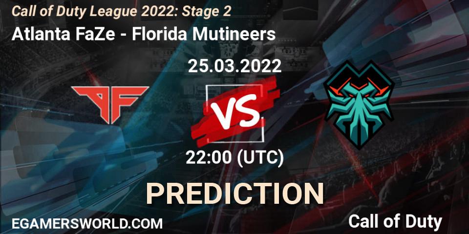 Atlanta FaZe vs Florida Mutineers: Betting TIp, Match Prediction. 25.03.2022 at 22:30. Call of Duty, Call of Duty League 2022: Stage 2