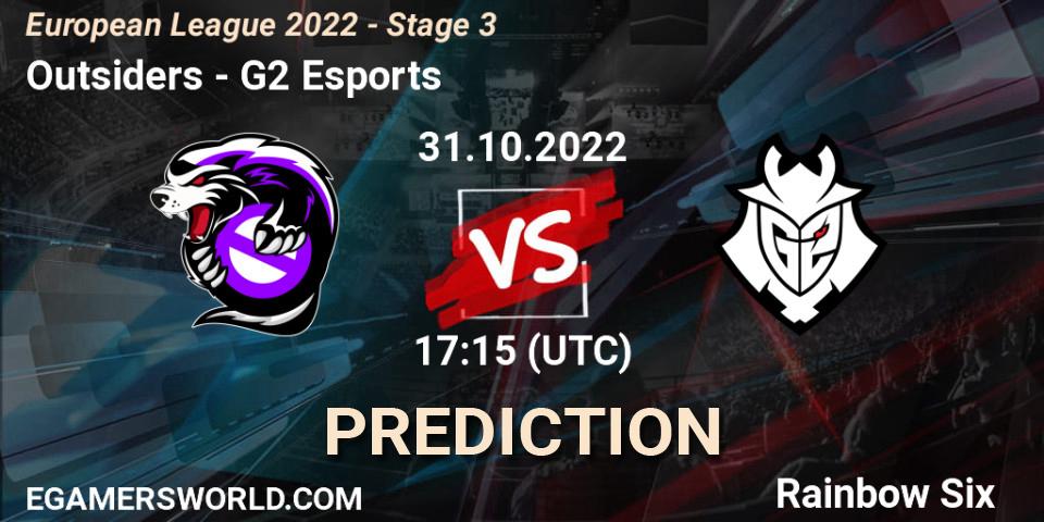 Outsiders vs G2 Esports: Betting TIp, Match Prediction. 31.10.22. Rainbow Six, European League 2022 - Stage 3