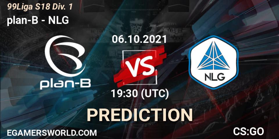 plan-B vs NLG: Betting TIp, Match Prediction. 06.10.2021 at 19:30. Counter-Strike (CS2), 99Liga S18 Div. 1
