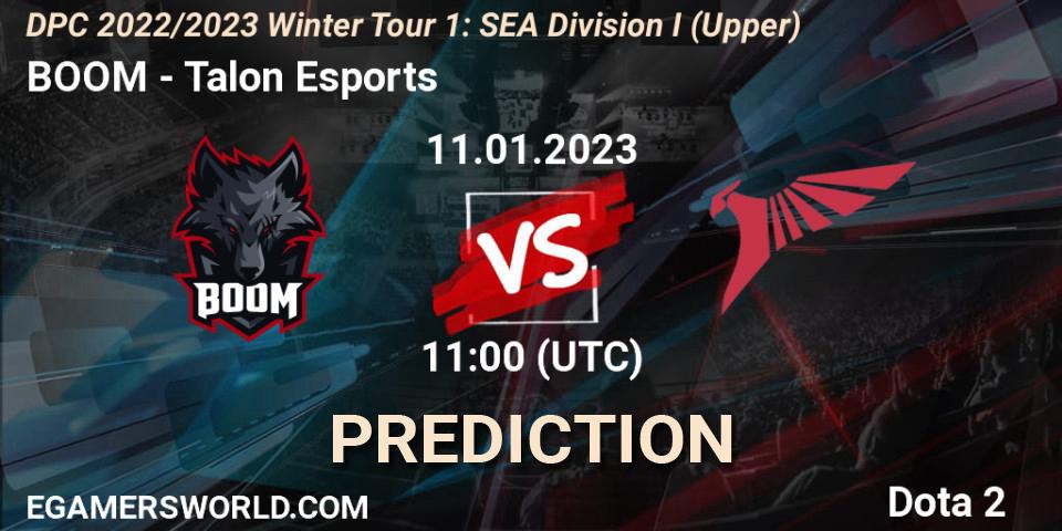 BOOM vs Talon Esports: Betting TIp, Match Prediction. 11.01.2023 at 11:00. Dota 2, DPC 2022/2023 Winter Tour 1: SEA Division I (Upper)