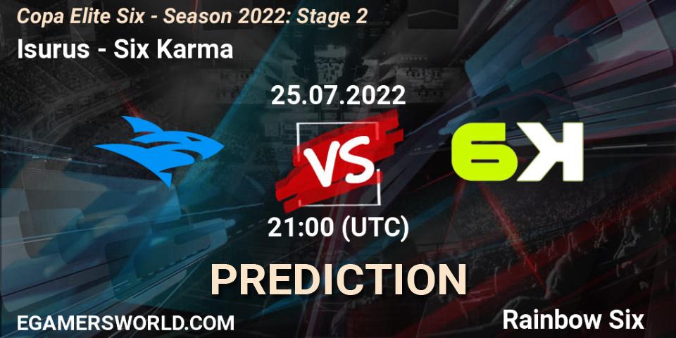Isurus vs Six Karma: Betting TIp, Match Prediction. 25.07.2022 at 21:00. Rainbow Six, Copa Elite Six - Season 2022: Stage 2