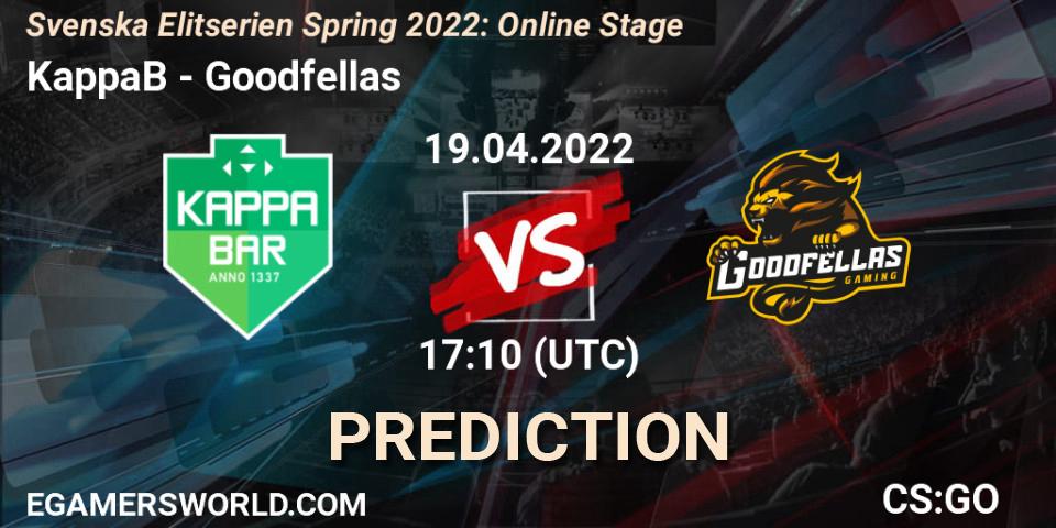 KappaB vs Goodfellas: Betting TIp, Match Prediction. 19.04.22. CS2 (CS:GO), Svenska Elitserien Spring 2022: Online Stage