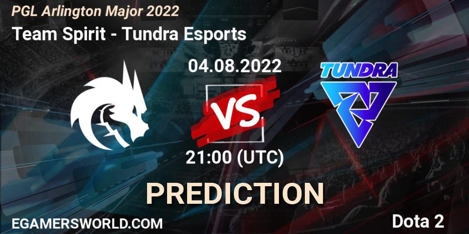 Team Spirit vs Tundra Esports: Betting TIp, Match Prediction. 04.08.2022 at 22:04. Dota 2, PGL Arlington Major 2022 - Group Stage