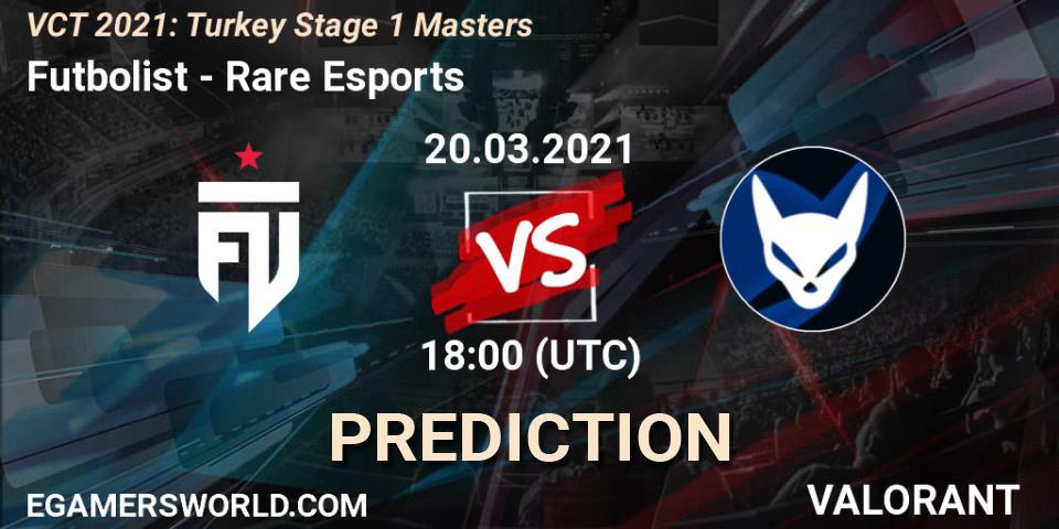 Futbolist vs Rare Esports: Betting TIp, Match Prediction. 20.03.2021 at 18:00. VALORANT, VCT 2021: Turkey Stage 1 Masters