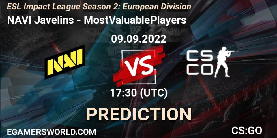 NAVI Javelins vs MostValuablePlayers: Betting TIp, Match Prediction. 09.09.22. CS2 (CS:GO), ESL Impact League Season 2: European Division