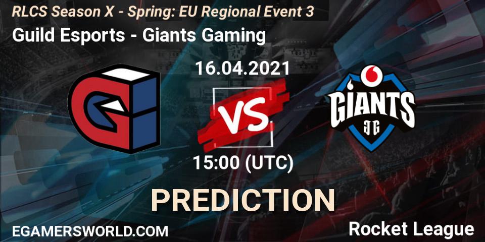Guild Esports vs Giants Gaming: Betting TIp, Match Prediction. 16.04.2021 at 15:00. Rocket League, RLCS Season X - Spring: EU Regional Event 3