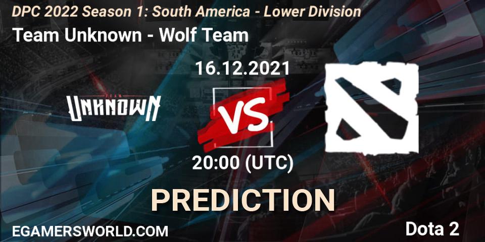 Team Unknown vs Wolf Team: Betting TIp, Match Prediction. 16.12.21. Dota 2, DPC 2022 Season 1: South America - Lower Division