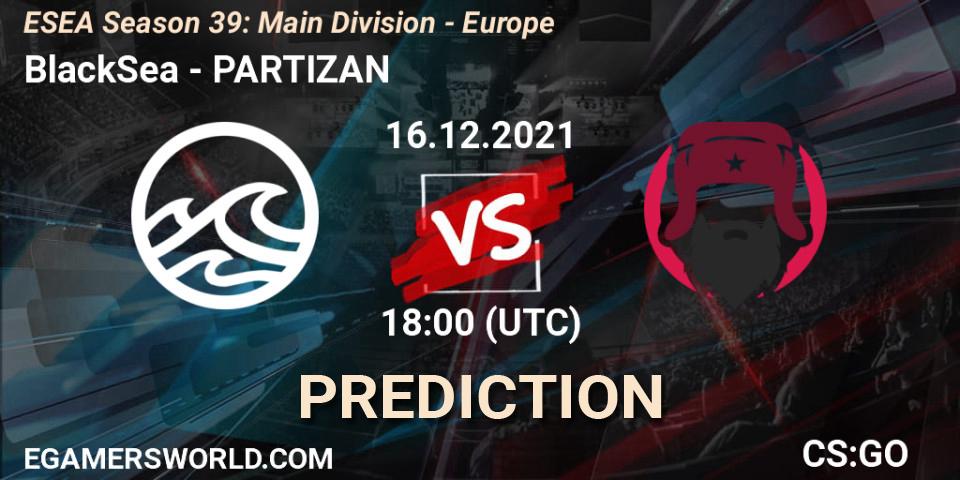 BlackSea vs PARTIZAN: Betting TIp, Match Prediction. 16.12.2021 at 18:00. Counter-Strike (CS2), ESEA Season 39: Main Division - Europe
