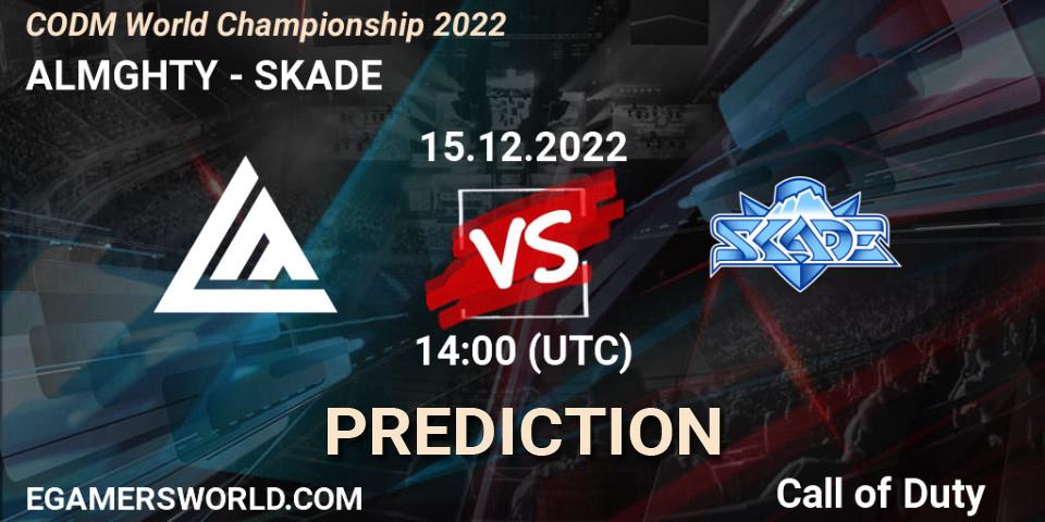 ALMGHTY vs SKADE: Betting TIp, Match Prediction. 15.12.2022 at 14:00. Call of Duty, CODM World Championship 2022