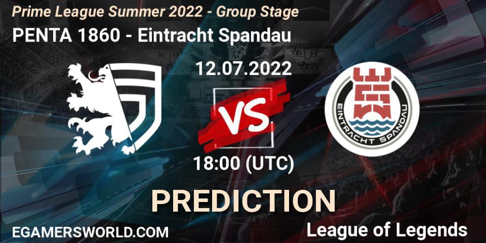 PENTA 1860 vs Eintracht Spandau: Betting TIp, Match Prediction. 12.07.22. LoL, Prime League Summer 2022 - Group Stage