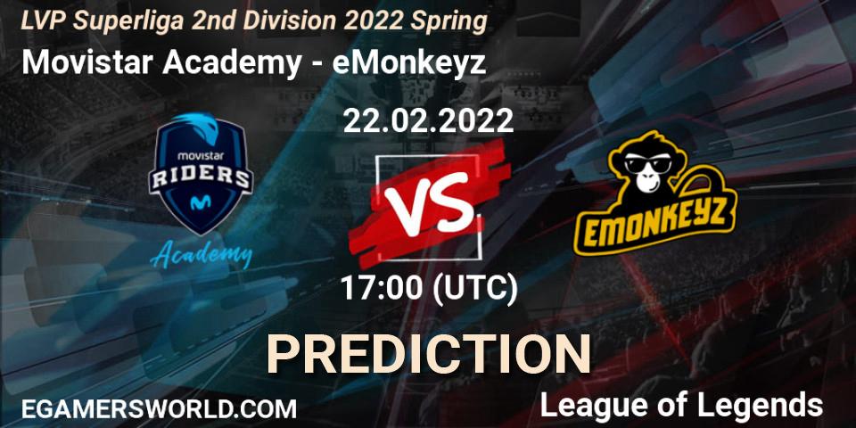 Movistar Academy vs eMonkeyz: Betting TIp, Match Prediction. 22.02.22. LoL, LVP Superliga 2nd Division 2022 Spring