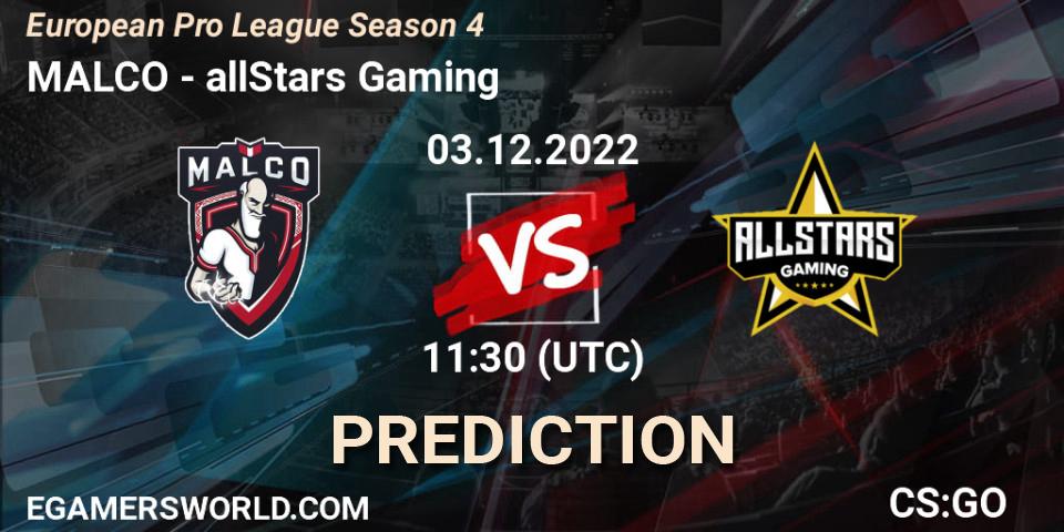 MALCO vs allStars Gaming: Betting TIp, Match Prediction. 03.12.22. CS2 (CS:GO), European Pro League Season 4