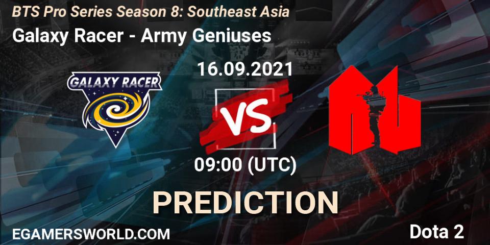 Galaxy Racer vs Army Geniuses: Betting TIp, Match Prediction. 16.09.2021 at 09:18. Dota 2, BTS Pro Series Season 8: Southeast Asia