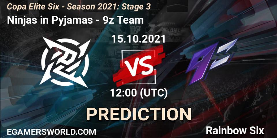 Ninjas in Pyjamas vs 9z Team: Betting TIp, Match Prediction. 14.10.2021 at 17:00. Rainbow Six, Copa Elite Six - Season 2021: Stage 3