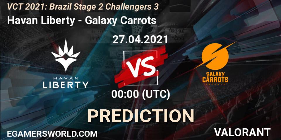 Havan Liberty vs Galaxy Carrots: Betting TIp, Match Prediction. 27.04.2021 at 01:15. VALORANT, VCT 2021: Brazil Stage 2 Challengers 3