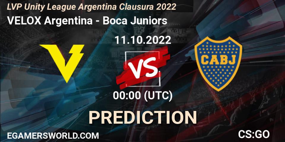 VELOX Argentina vs Boca Juniors: Betting TIp, Match Prediction. 11.10.2022 at 00:00. Counter-Strike (CS2), LVP Unity League Argentina Clausura 2022