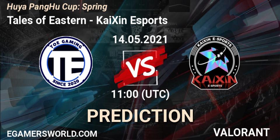 Tales of Eastern vs KaiXin Esports: Betting TIp, Match Prediction. 13.05.2021 at 06:00. VALORANT, Huya PangHu Cup: Spring