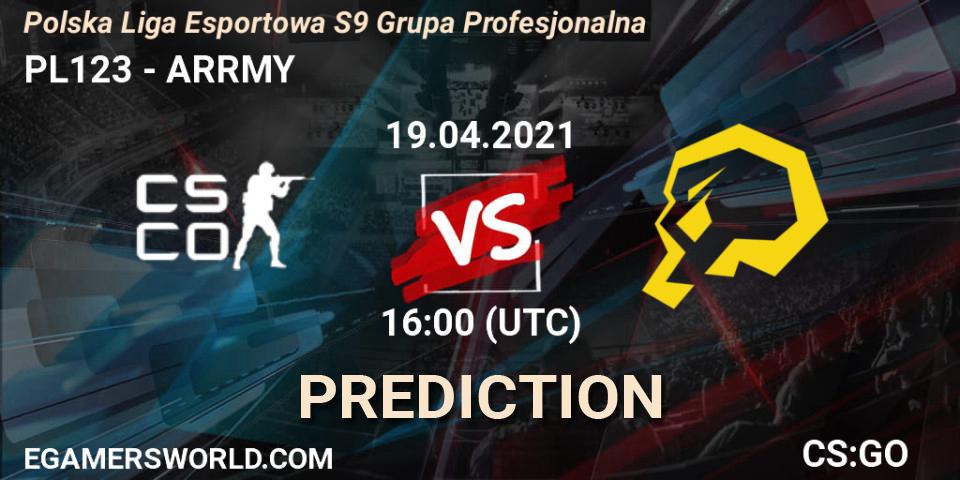 PL123 vs ARRMY: Betting TIp, Match Prediction. 19.04.2021 at 16:00. Counter-Strike (CS2), Polska Liga Esportowa S9 Grupa Profesjonalna