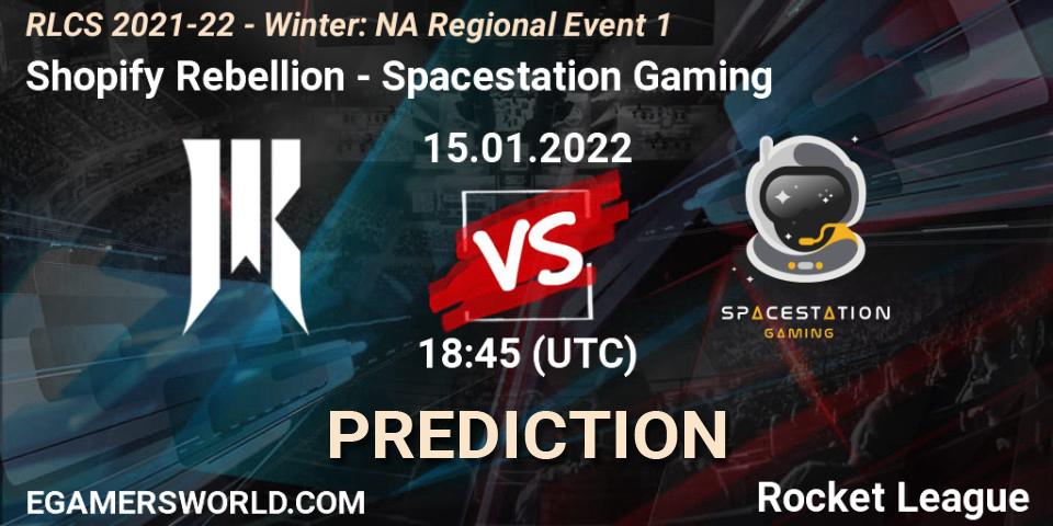 Shopify Rebellion vs Spacestation Gaming: Betting TIp, Match Prediction. 15.01.2022 at 18:45. Rocket League, RLCS 2021-22 - Winter: NA Regional Event 1