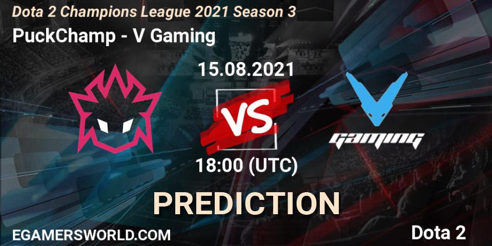 PuckChamp vs V Gaming: Betting TIp, Match Prediction. 15.08.2021 at 18:00. Dota 2, Dota 2 Champions League 2021 Season 3