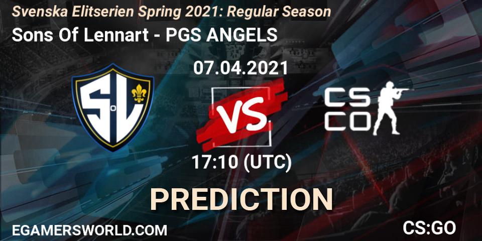 Sons Of Lennart vs PGS ANGELS: Betting TIp, Match Prediction. 07.04.2021 at 17:10. Counter-Strike (CS2), Svenska Elitserien Spring 2021: Regular Season