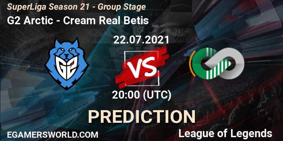 G2 Arctic vs Cream Real Betis: Betting TIp, Match Prediction. 22.07.2021 at 20:40. LoL, SuperLiga Season 21 - Group Stage 