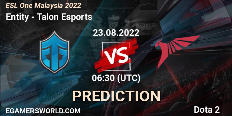 Entity vs Talon Esports: Betting TIp, Match Prediction. 23.08.22. Dota 2, ESL One Malaysia 2022