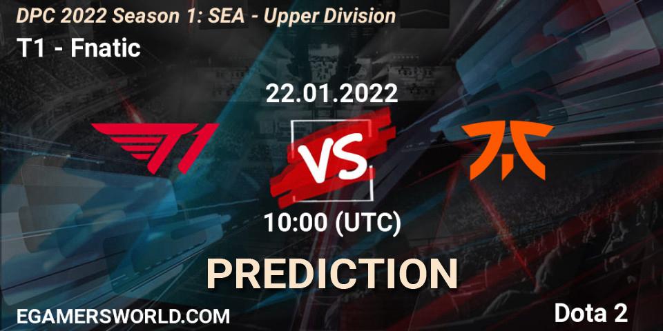T1 vs Fnatic: Betting TIp, Match Prediction. 22.01.2022 at 11:01. Dota 2, DPC 2022 Season 1: SEA - Upper Division