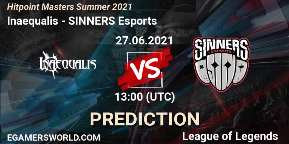 Inaequalis vs SINNERS Esports: Betting TIp, Match Prediction. 27.06.2021 at 13:00. LoL, Hitpoint Masters Summer 2021
