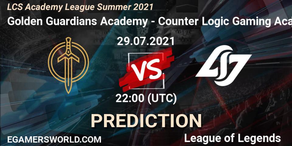 Golden Guardians Academy vs Counter Logic Gaming Academy: Betting TIp, Match Prediction. 29.07.21. LoL, LCS Academy League Summer 2021