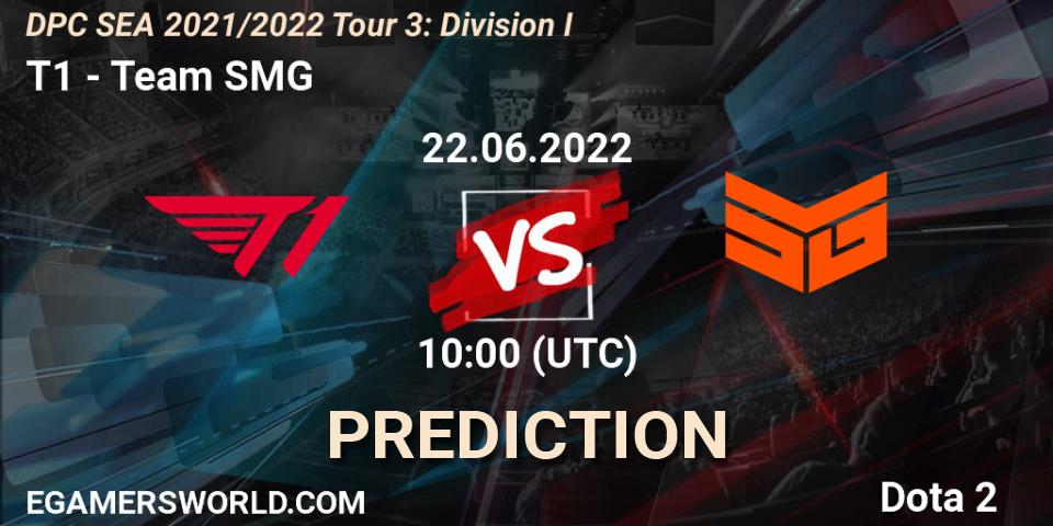 T1 vs Team SMG: Betting TIp, Match Prediction. 22.06.2022 at 10:49. Dota 2, DPC SEA 2021/2022 Tour 3: Division I