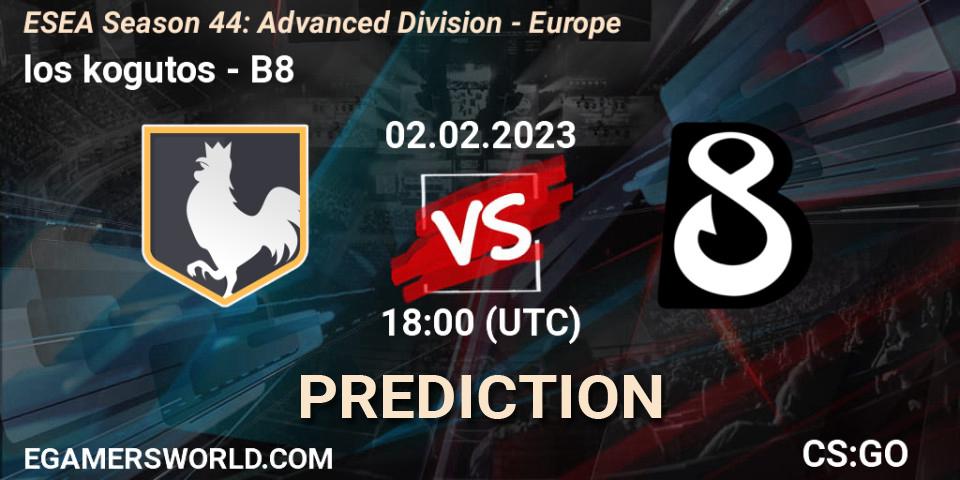 los kogutos vs B8: Betting TIp, Match Prediction. 02.02.23. CS2 (CS:GO), ESEA Season 44: Advanced Division - Europe