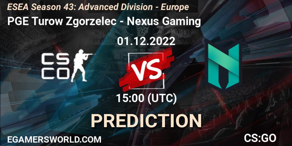 PGE Turow Zgorzelec vs Nexus Gaming: Betting TIp, Match Prediction. 01.12.22. CS2 (CS:GO), ESEA Season 43: Advanced Division - Europe