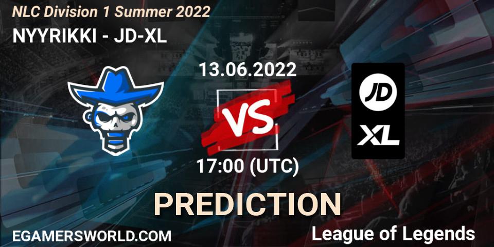 NYYRIKKI vs JD-XL: Betting TIp, Match Prediction. 13.06.2022 at 17:00. LoL, NLC Division 1 Summer 2022