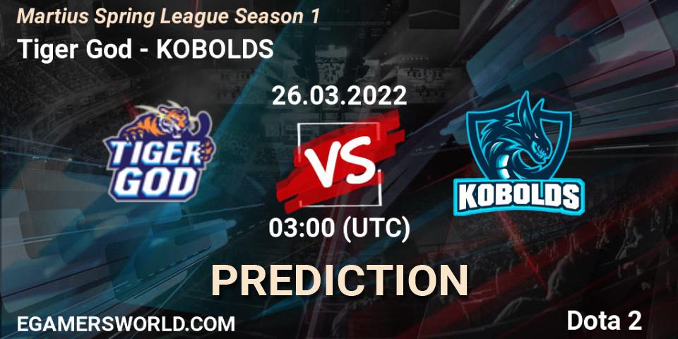 Tiger God vs KOBOLDS: Betting TIp, Match Prediction. 26.03.2022 at 03:21. Dota 2, Martius Spring League Season 1