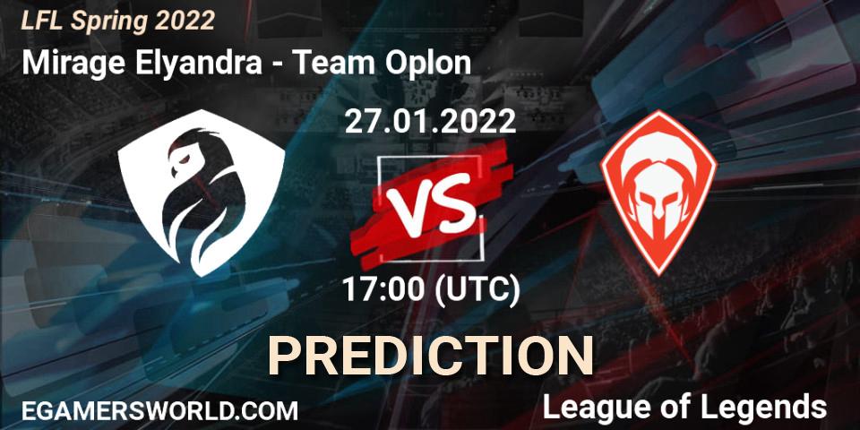Mirage Elyandra vs Team Oplon: Betting TIp, Match Prediction. 27.01.2022 at 17:00. LoL, LFL Spring 2022