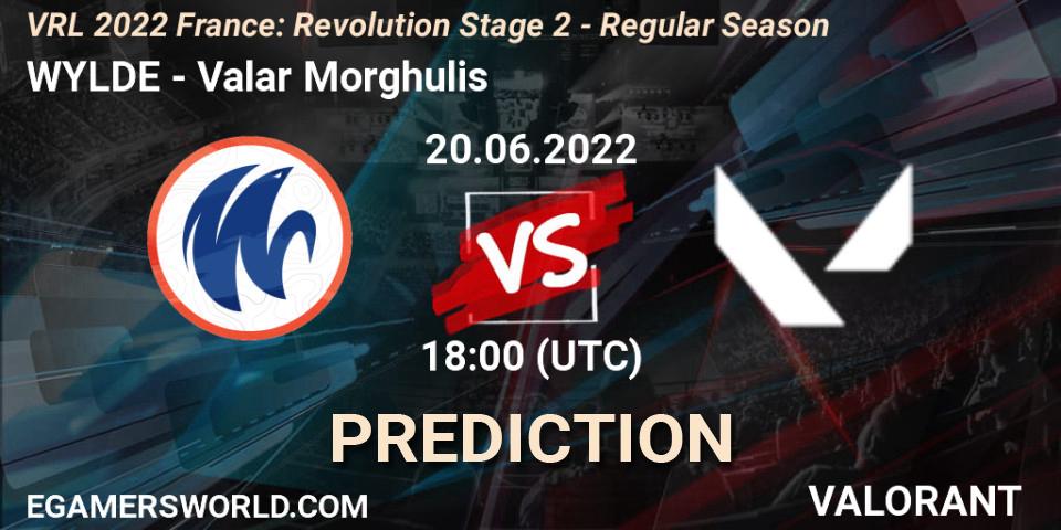 WYLDE vs Valar Morghulis: Betting TIp, Match Prediction. 20.06.2022 at 18:25. VALORANT, VRL 2022 France: Revolution Stage 2 - Regular Season