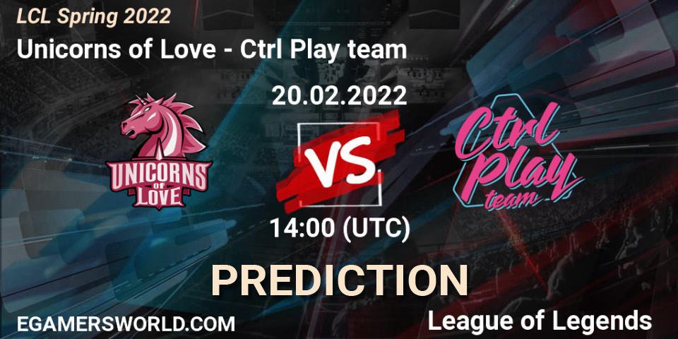 Unicorns of Love vs Ctrl Play team: Betting TIp, Match Prediction. 20.02.22. LoL, LCL Spring 2022