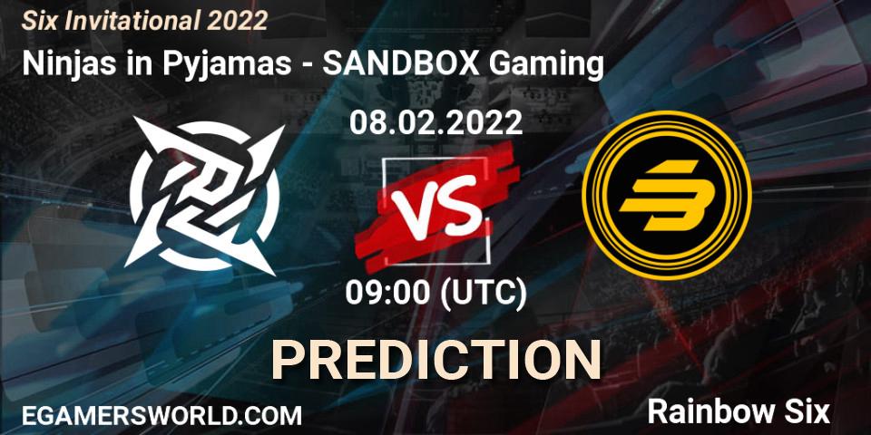 Ninjas in Pyjamas vs SANDBOX Gaming: Betting TIp, Match Prediction. 08.02.2022 at 09:00. Rainbow Six, Six Invitational 2022