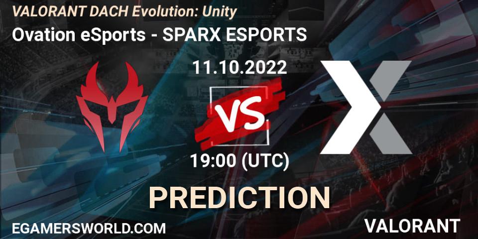 Ovation eSports vs SPARX ESPORTS: Betting TIp, Match Prediction. 11.10.2022 at 19:00. VALORANT, VALORANT DACH Evolution: Unity