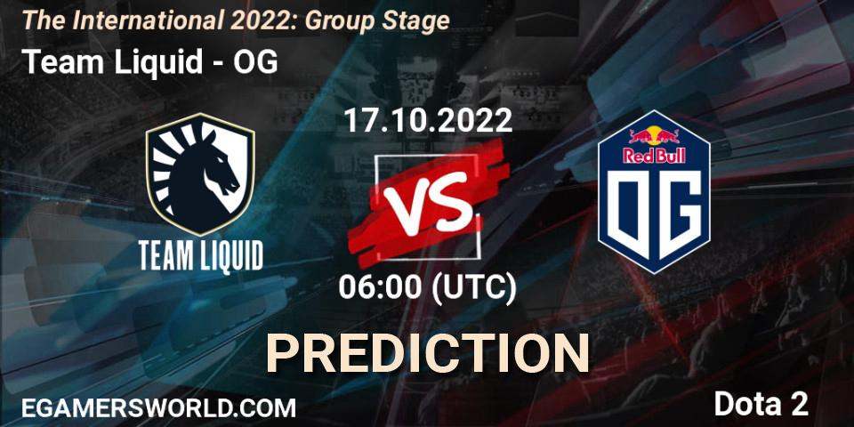 Team Liquid vs OG: Betting TIp, Match Prediction. 17.10.2022 at 06:34. Dota 2, The International 2022: Group Stage