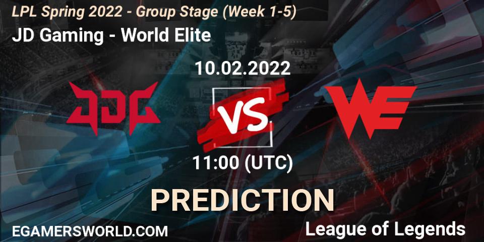 JD Gaming vs World Elite: Betting TIp, Match Prediction. 10.02.2022 at 11:00. LoL, LPL Spring 2022 - Group Stage (Week 1-5)