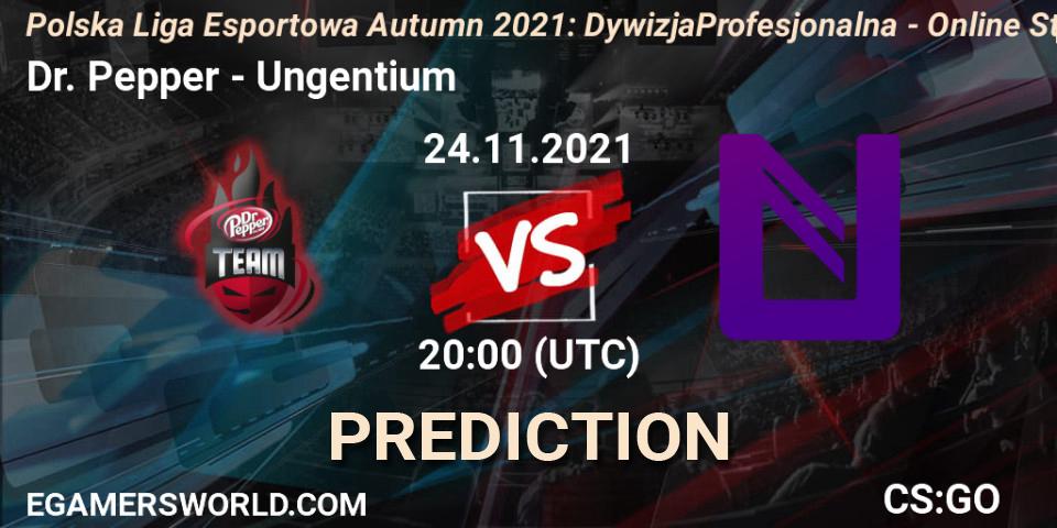 Dr. Pepper vs Ungentium: Betting TIp, Match Prediction. 24.11.2021 at 19:40. Counter-Strike (CS2), Polska Liga Esportowa Autumn 2021: Dywizja Profesjonalna - Online Stage