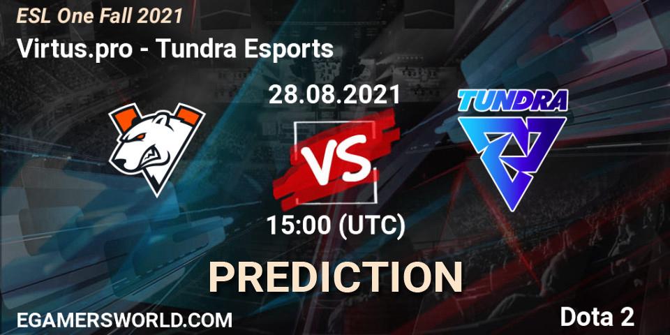 Virtus.pro vs Tundra Esports: Betting TIp, Match Prediction. 28.08.2021 at 14:55. Dota 2, ESL One Fall 2021