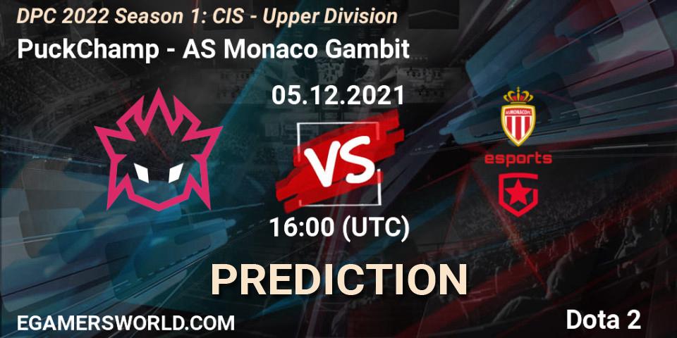 PuckChamp vs AS Monaco Gambit: Betting TIp, Match Prediction. 05.12.2021 at 14:00. Dota 2, DPC 2022 Season 1: CIS - Upper Division