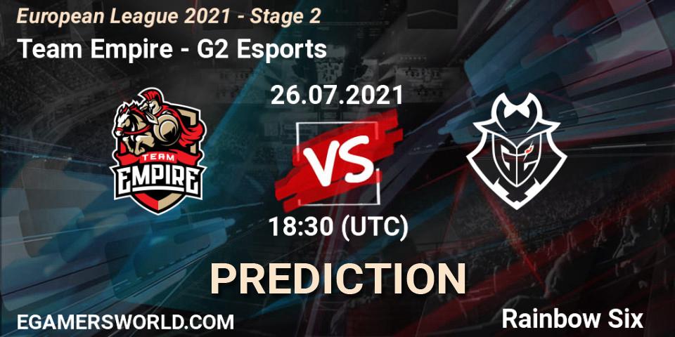 Team Empire vs G2 Esports: Betting TIp, Match Prediction. 26.07.21. Rainbow Six, European League 2021 - Stage 2