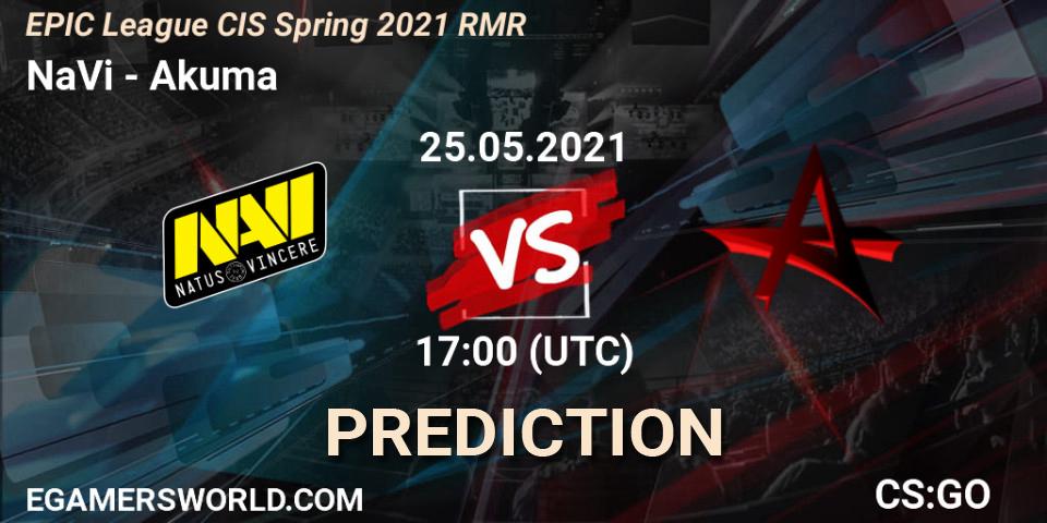 NaVi vs Akuma: Betting TIp, Match Prediction. 25.05.2021 at 17:30. Counter-Strike (CS2), EPIC League CIS Spring 2021 RMR