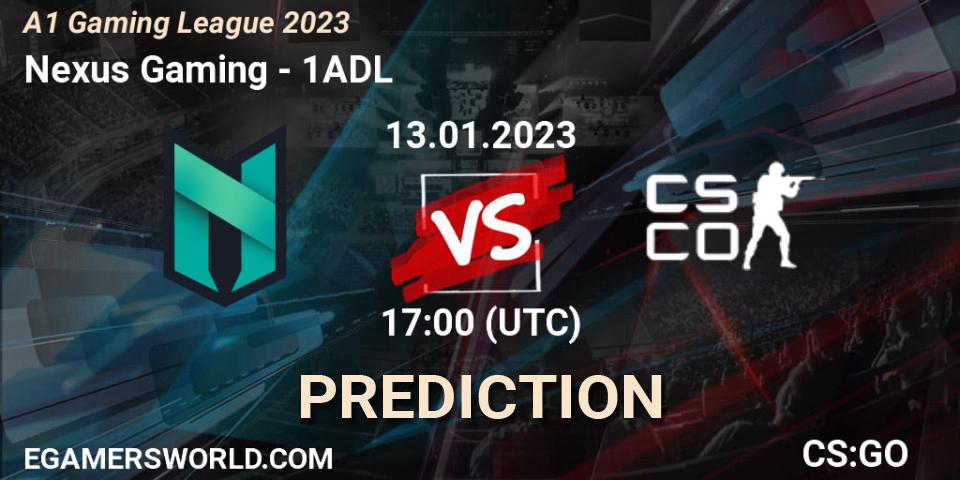 Nexus Gaming vs 1ADL: Betting TIp, Match Prediction. 13.01.2023 at 17:00. Counter-Strike (CS2), A1 Gaming League 2023