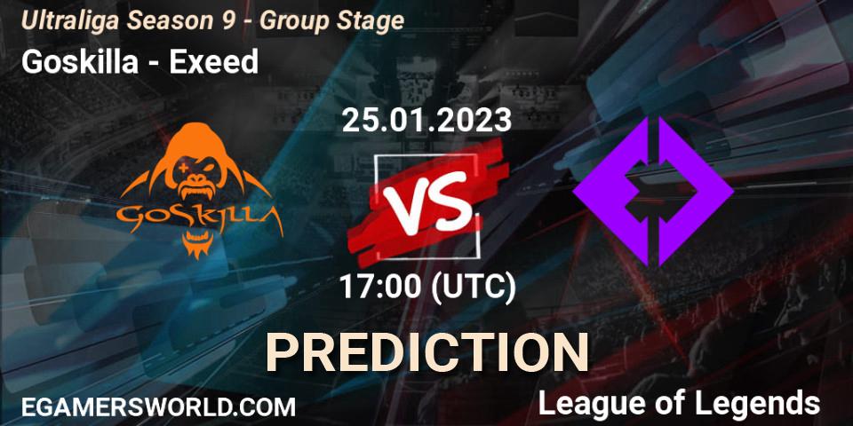 Goskilla vs Exeed: Betting TIp, Match Prediction. 25.01.2023 at 17:00. LoL, Ultraliga Season 9 - Group Stage