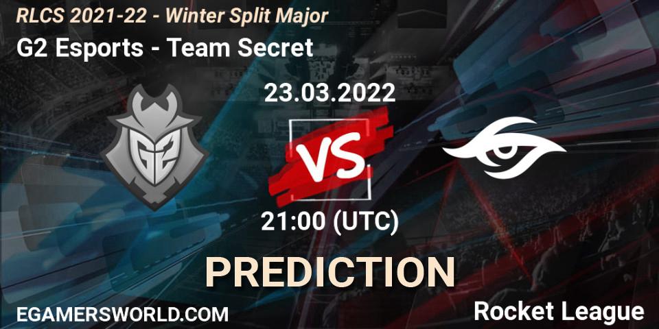 G2 Esports vs Team Secret: Betting TIp, Match Prediction. 23.03.2022 at 21:00. Rocket League, RLCS 2021-22 - Winter Split Major